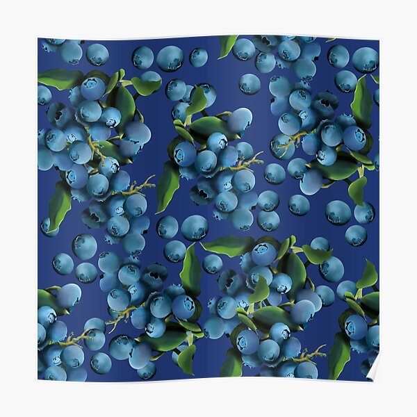 Raining Blueberries Pattern Poster