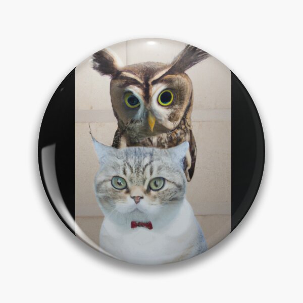 Item preview, a cat and an owl, funny cat and owl designed and sold by shirtkosa.