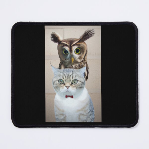 Item preview, a cat and an owl, funny cat and owl designed and sold by shirtkosa.