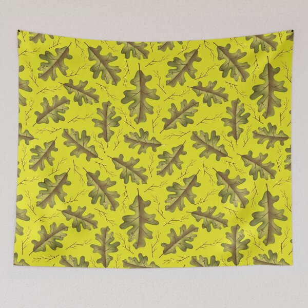 Item preview, Patrón de ramas y hojas de otoño verde (lima) designed and sold by Geo De la Cruz.