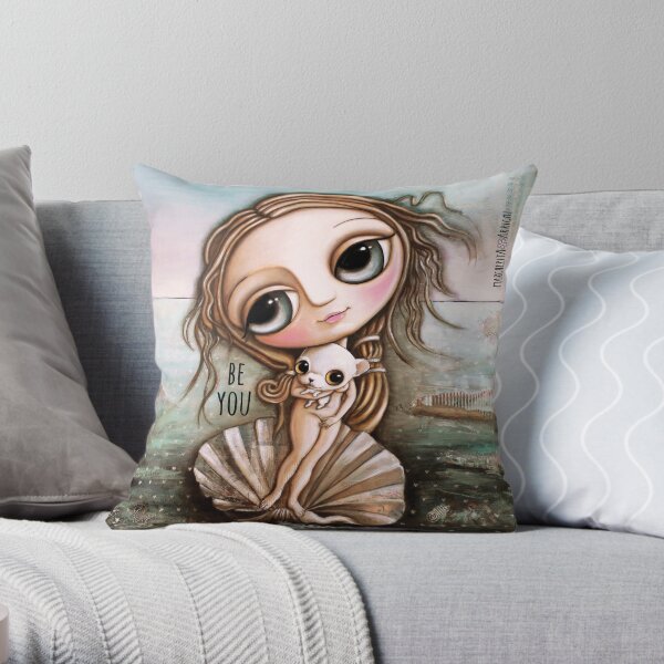 The birth of Venus and Chiwawa Throw Pillow