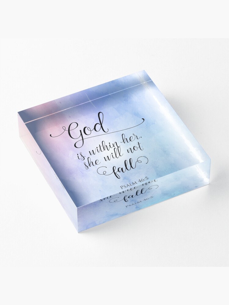 Alternate view of God Is Within Her Christian Art Design Acrylic Block