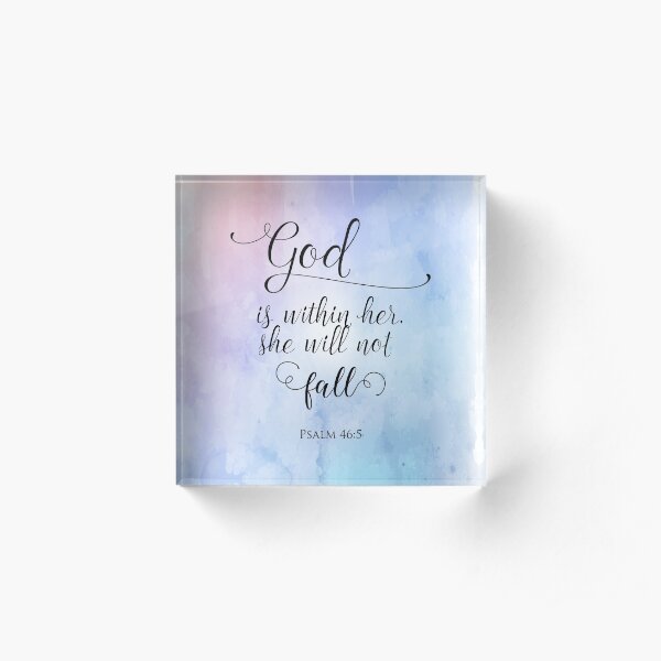 God Is Within Her Christian Art Design Acrylic Block