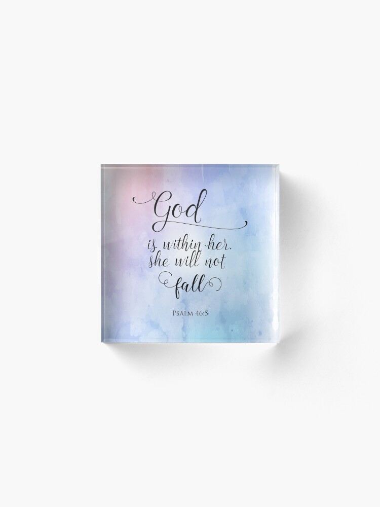 Alternate view of God Is Within Her Christian Art Design Acrylic Block
