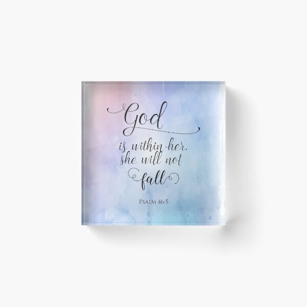 God Is Within Her Christian Art Design Acrylic Block