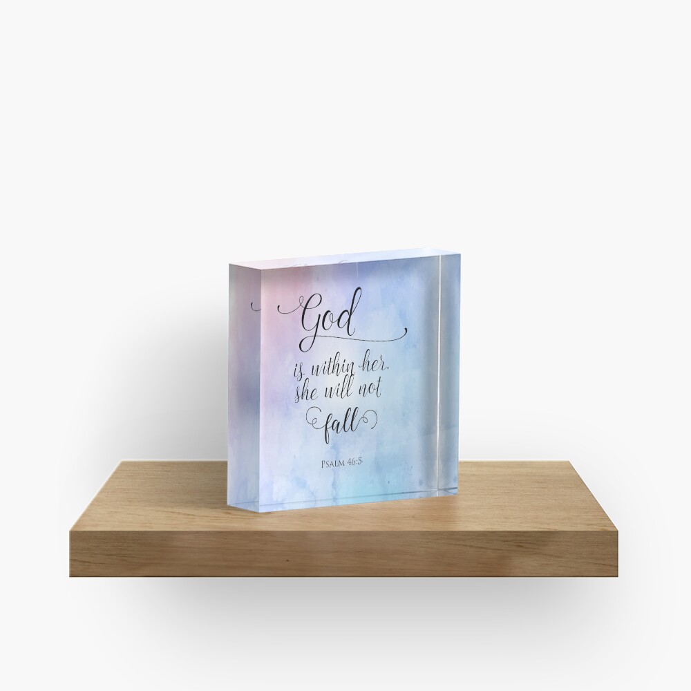 God Is Within Her Christian Art Design Acrylic Block