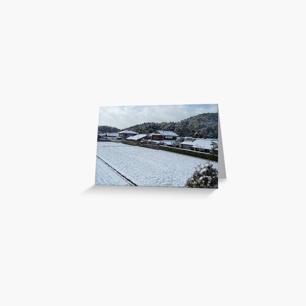 snowy rice field in iwakura Greeting Card