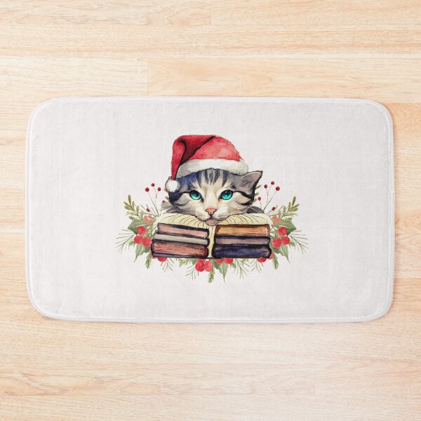 Item preview, Cute Christmas Cat and Books designed and sold by HappyLifeCreate.