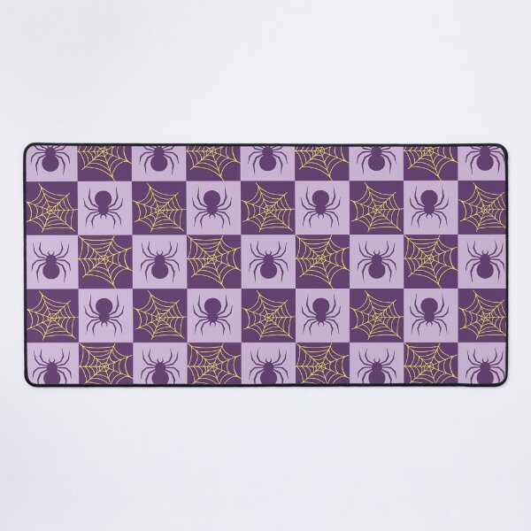 Item preview, purple and yellow checked spiders and webs print designed and sold by DemonicGloom.