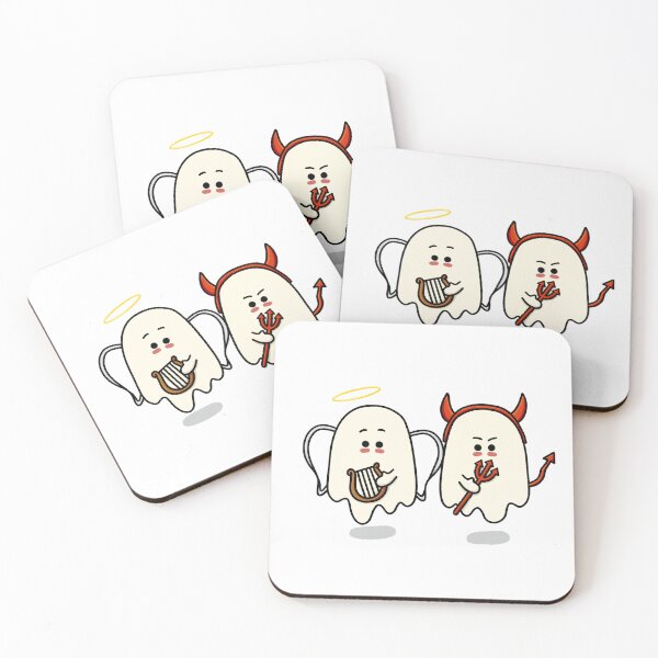 Item preview, Ghosties Dressed Up as Angel and Devil for Halloween designed and sold by sammleavitt.
