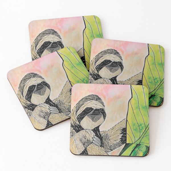 Item preview, Three-toed Sloth Art - Black Ink and Watercolor designed and sold by SfidaDesigns.