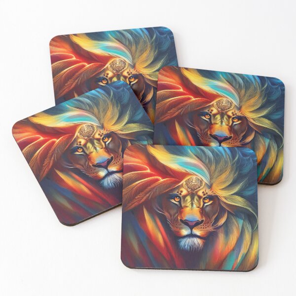 Item preview, Rainbow Colored Lion Close Up Art designed and sold by TheCreativeFab.