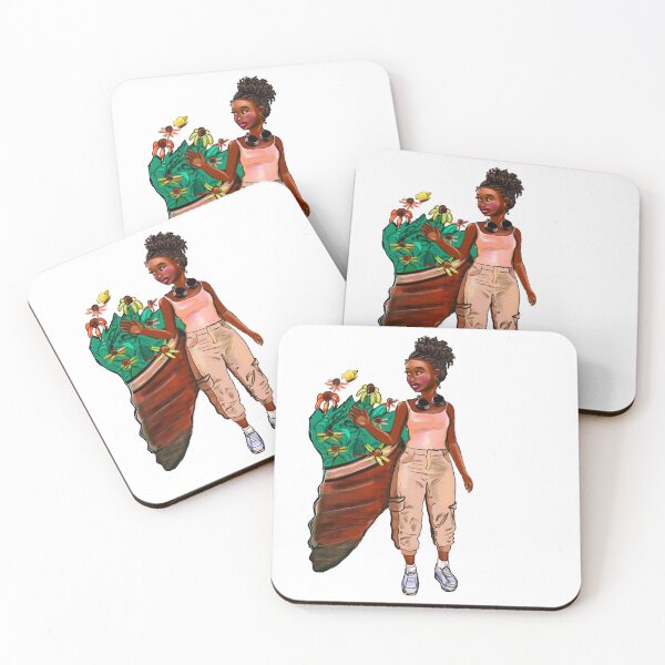 Item preview, Cool black girl with headset wearing khaki cargo pants /trousers designed and sold by Artonmytee.