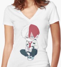 shoto todoroki Women's Fitted V-Neck T-Shirt