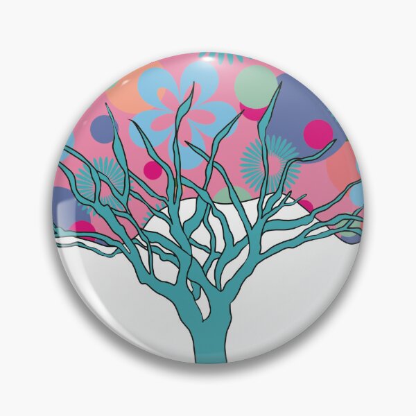 Item preview, Retro Sixties Pink Tree with Blue Branches designed and sold by MausieDesigns.