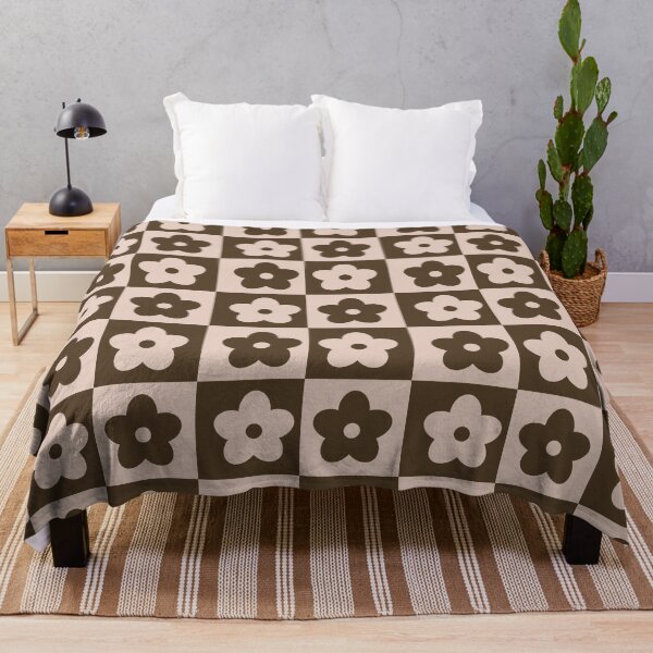 Item preview, Brown and beige checked flower print  designed and sold by DemonicGloom.
