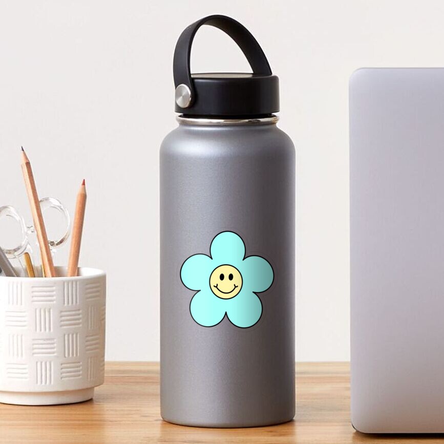 Blue Flower Power Vinyl Sticker, Smiley Flower Sticker, Smiley Face St –  Retrophiliac