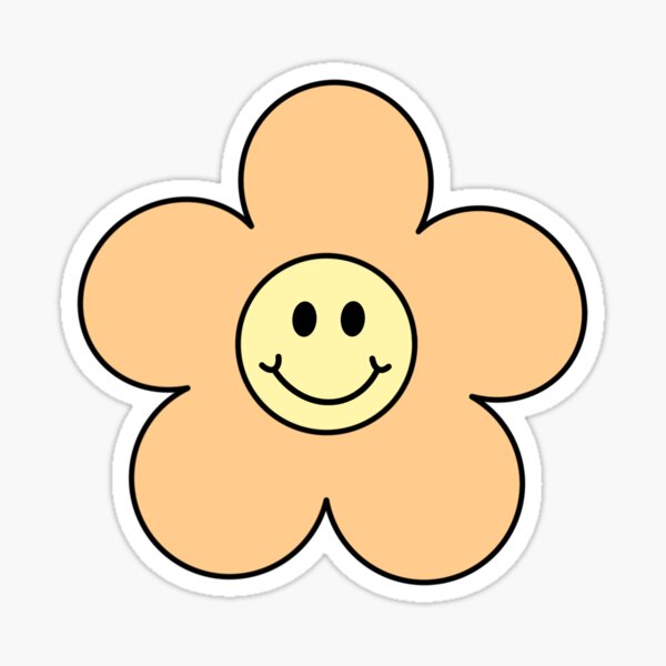 Flower Smiley Face Peach Sticker for Sale by berrydesignco