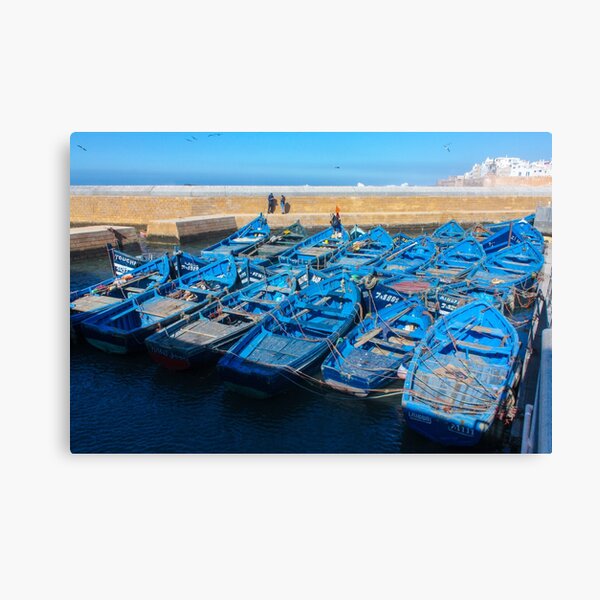 Blue fishing boats, Essaouria, Morocco, Africa For sale as Framed