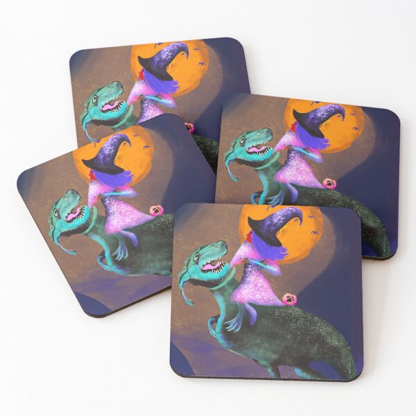 Item preview, Witch looking for her way to the T-rex Dinossaur, at Halloween Night in the woods designed and sold by joanaoberg.