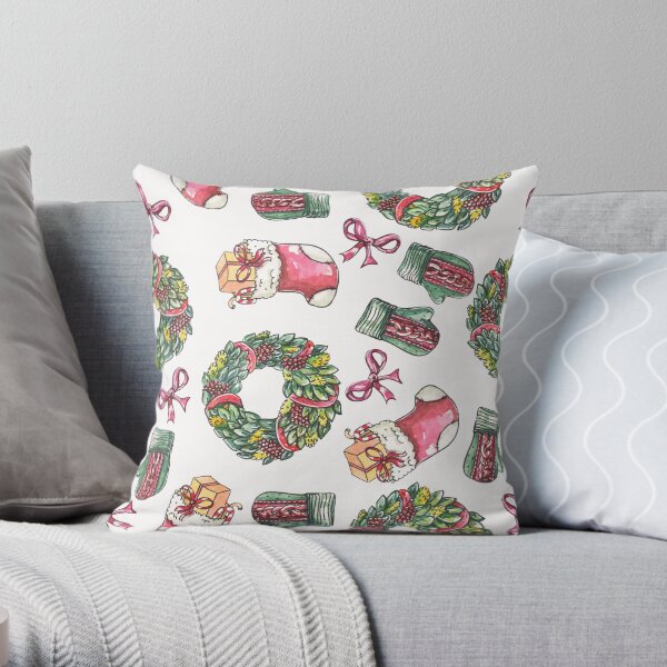 Gifts and wreaths Throw Pillow