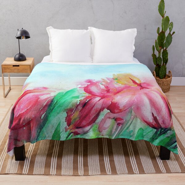 Item preview, Watercolor Pink Tulips field designed and sold by Printblisshop.