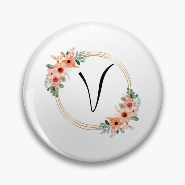 Artikelvorschau, Monogrammbuchstabe V | Koralle Blumenmuster entworfen und verkauft von JustSeasons.