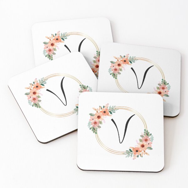 Item preview, Monogram Letter V | Coral Floral Design designed and sold by JustSeasons.
