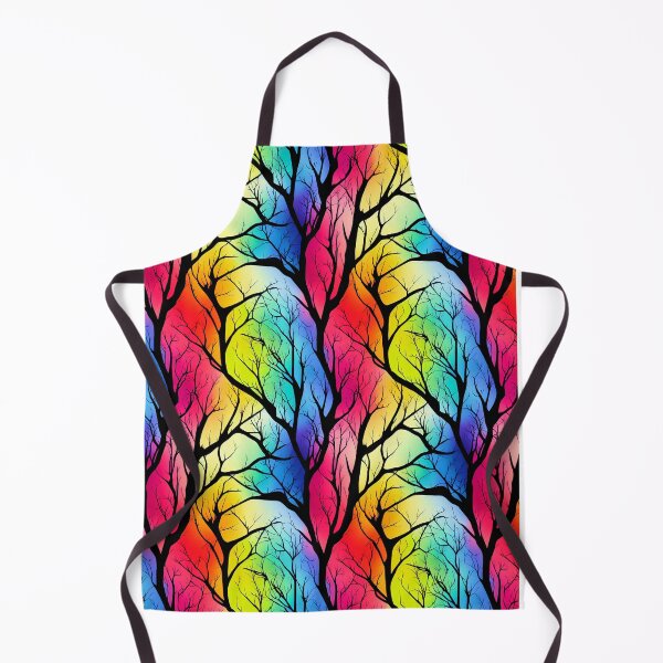Item preview, Rainbow colors and black tree psychedelic silhouette pattern designed and sold by ClairesPatterns.