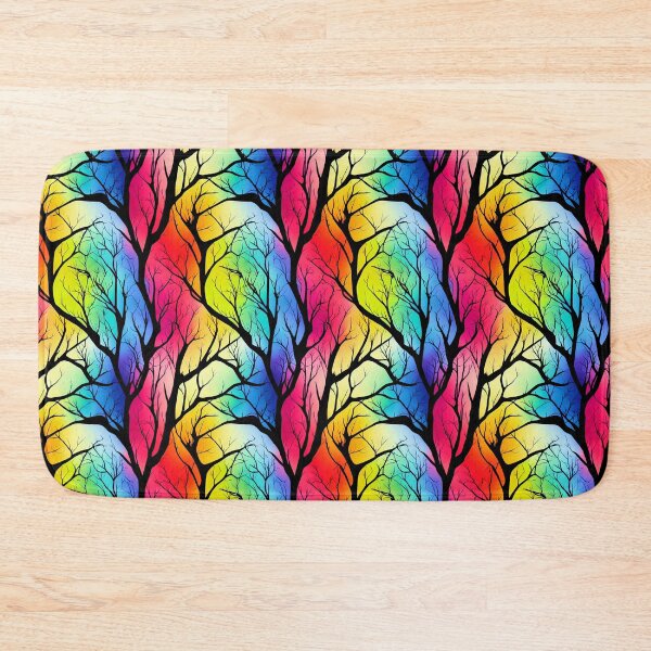 Item preview, Rainbow colors and black tree psychedelic silhouette pattern designed and sold by ClairesPatterns.