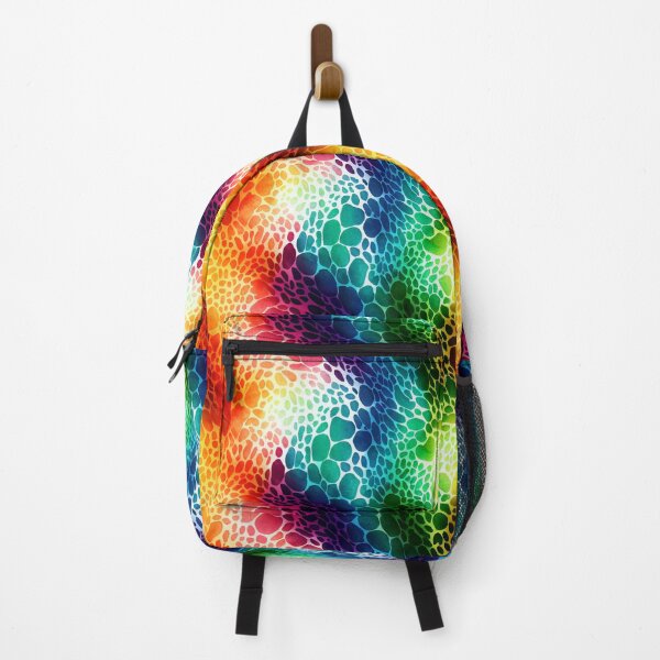 Item preview, Rainbow colors leopard print wavy psychedelic pattern designed and sold by ClairesPatterns.
