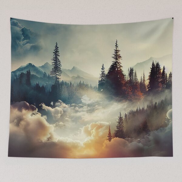 Item preview, Autumn Nature Picture with large trees and clouds designed and sold by TheCreativeFab.