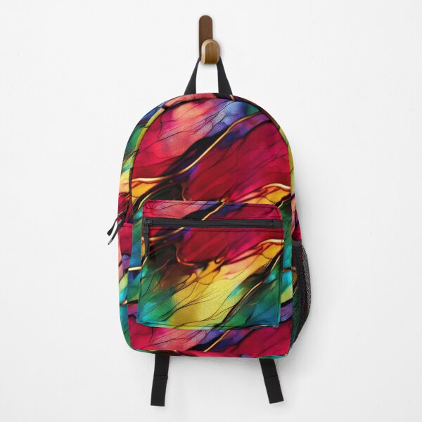 Item preview, Rainbow colors ink design with gold 3d ink accents wavy psychedelic pattern designed and sold by ClairesPatterns.