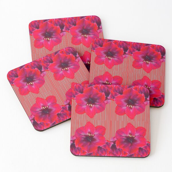 Item preview,  RED ON RED AMARYLLIS FLORAL ABSRTRACT GREY ART  designed and sold by sharlesart.