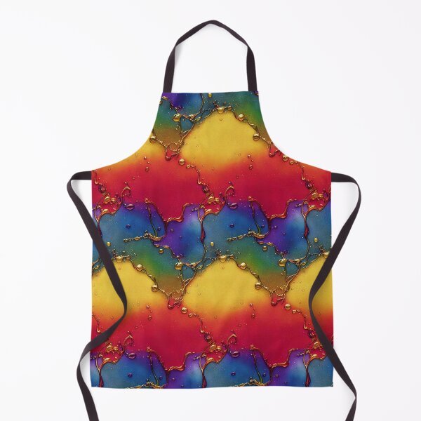 Item preview, Rainbow colors ink design with gold 3d ink drop and trickle accents wavy psychedelic pattern designed and sold by ClairesPatterns.