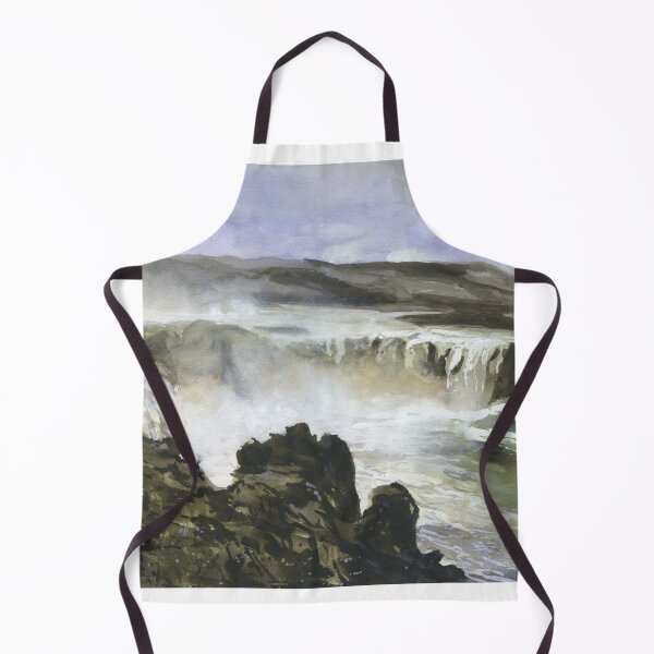 Item preview, Icelandic waterfall watercolor painting. Godafoss waterfall Icelandic landscape designed and sold by rfoxphoto.