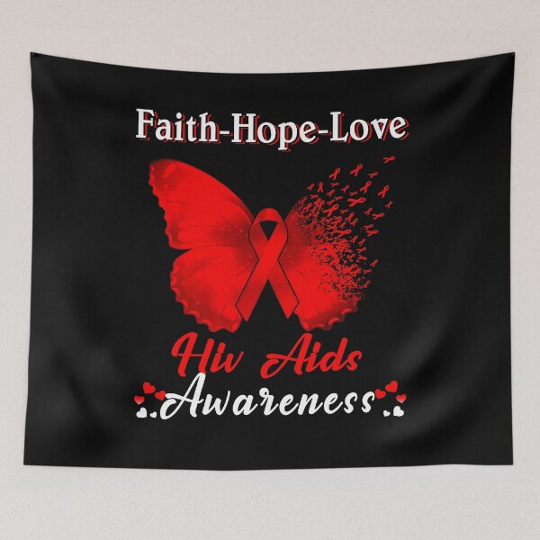 Item preview, Faith Hope Love Butterfly Hiv Aids Awareness designed and sold by Gillosina.