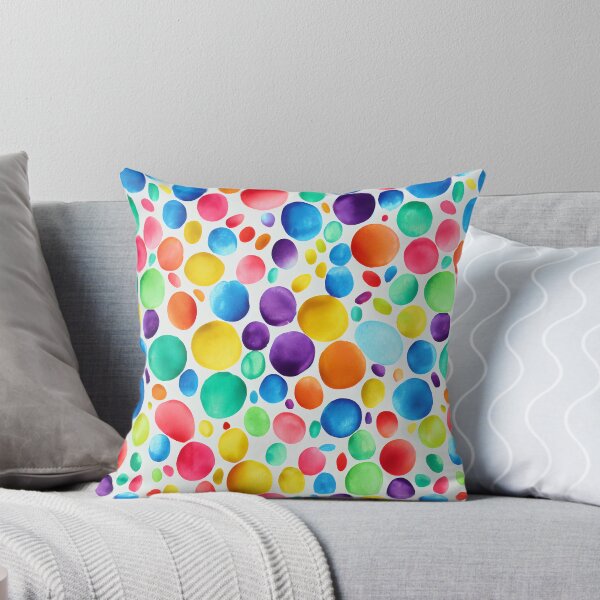 Item preview, Rainbow watercolor paint dots on a white background happy  designed and sold by ClairesPatterns.