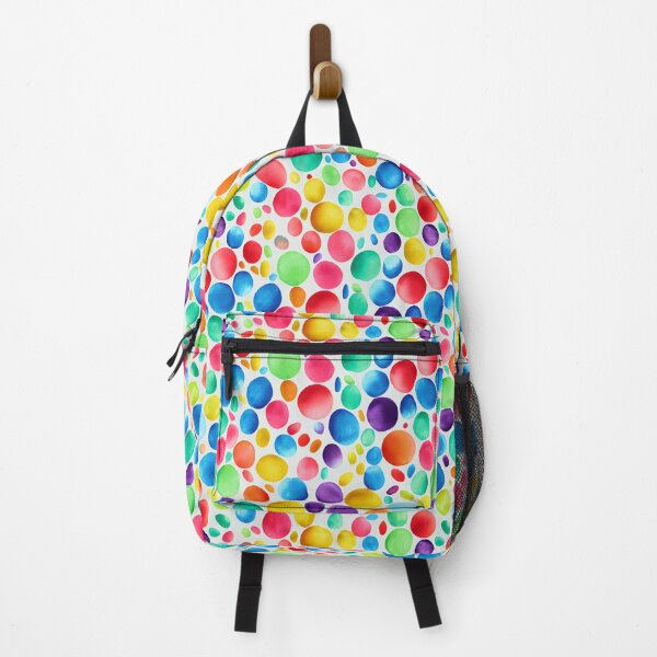 Item preview, Rainbow watercolor paint dots on a white background happy designed and sold by ClairesPatterns.