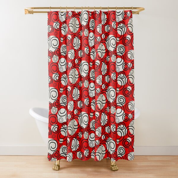 Red and sale tan shower curtain