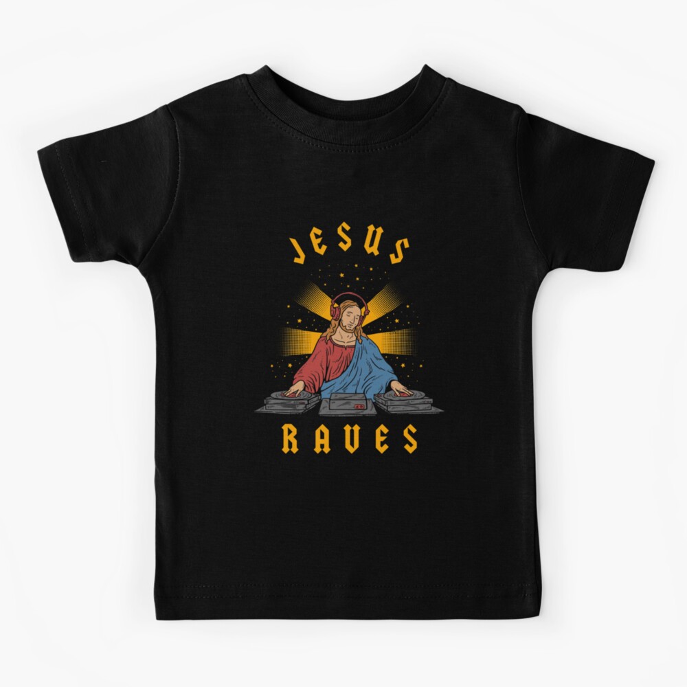 Jesus Raves White Adult T-Shirt Jesus Raves White Adult T-Shirt