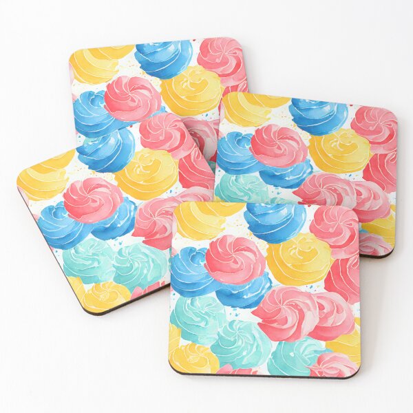 Item preview, Pastel Colored Cake Topping Icing Swirls Whirls on a White Background Happy Positive Vibes designed and sold by ClairesPatterns.