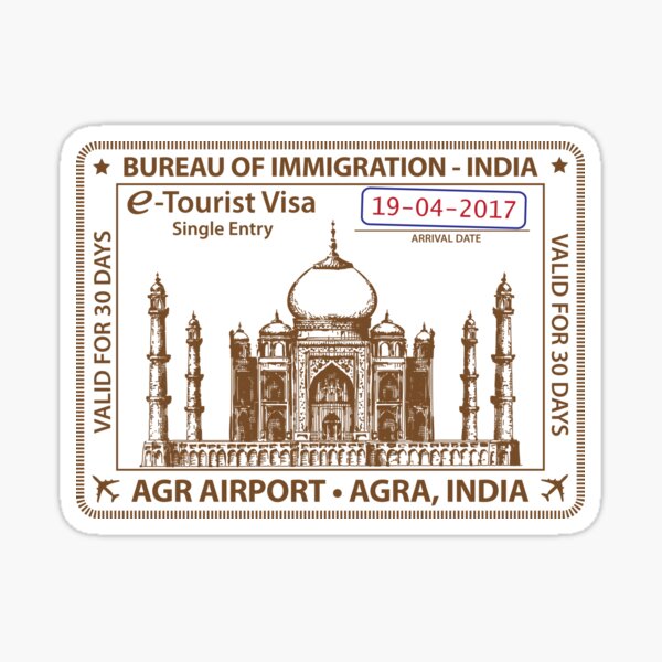Passport Stamp - Agra, India Glossy Sticker