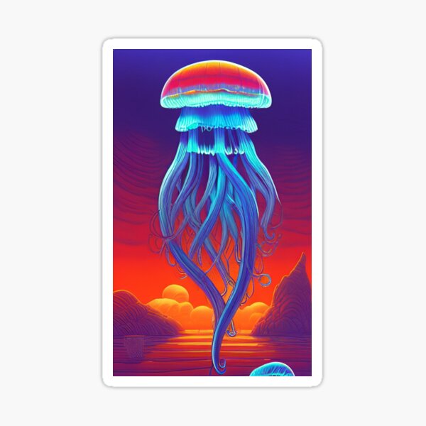"Colourful jellyfish artwork" Sticker for Sale by GroovyDino Redbubble