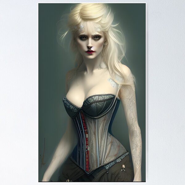 Pretty Blonde Vampire corset Dress Seductress Artwork Poster for Sale by  Eliteijr