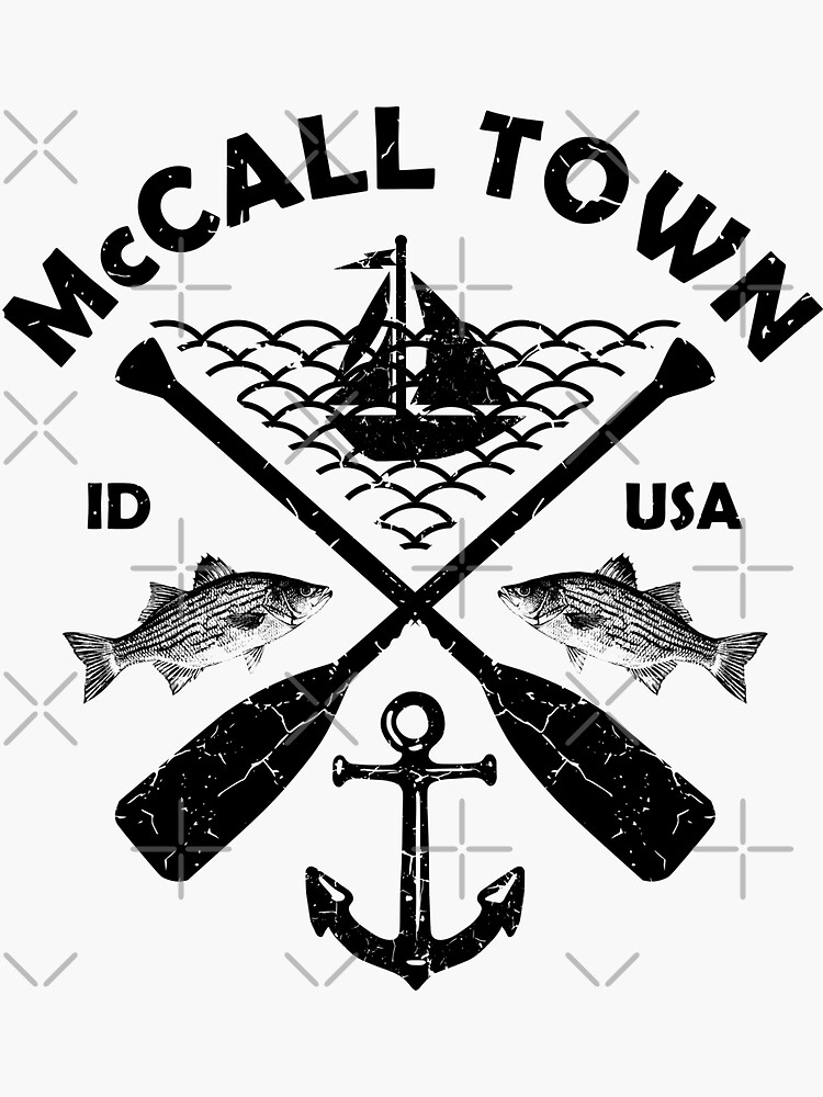 McCall Lake Town, Idaho, Fishing Boat Paddle Adventure Sticker