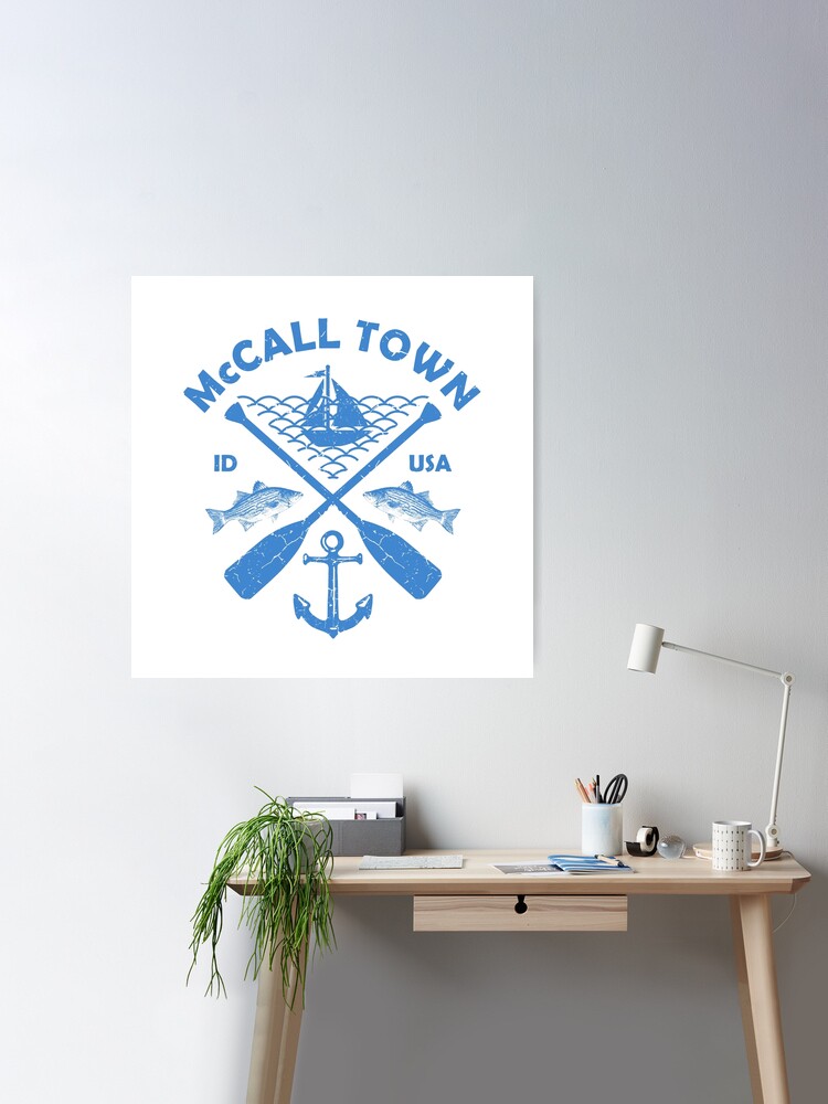 McCall Lake Town, Idaho, Fishing Boat Paddle Adventure Sticker