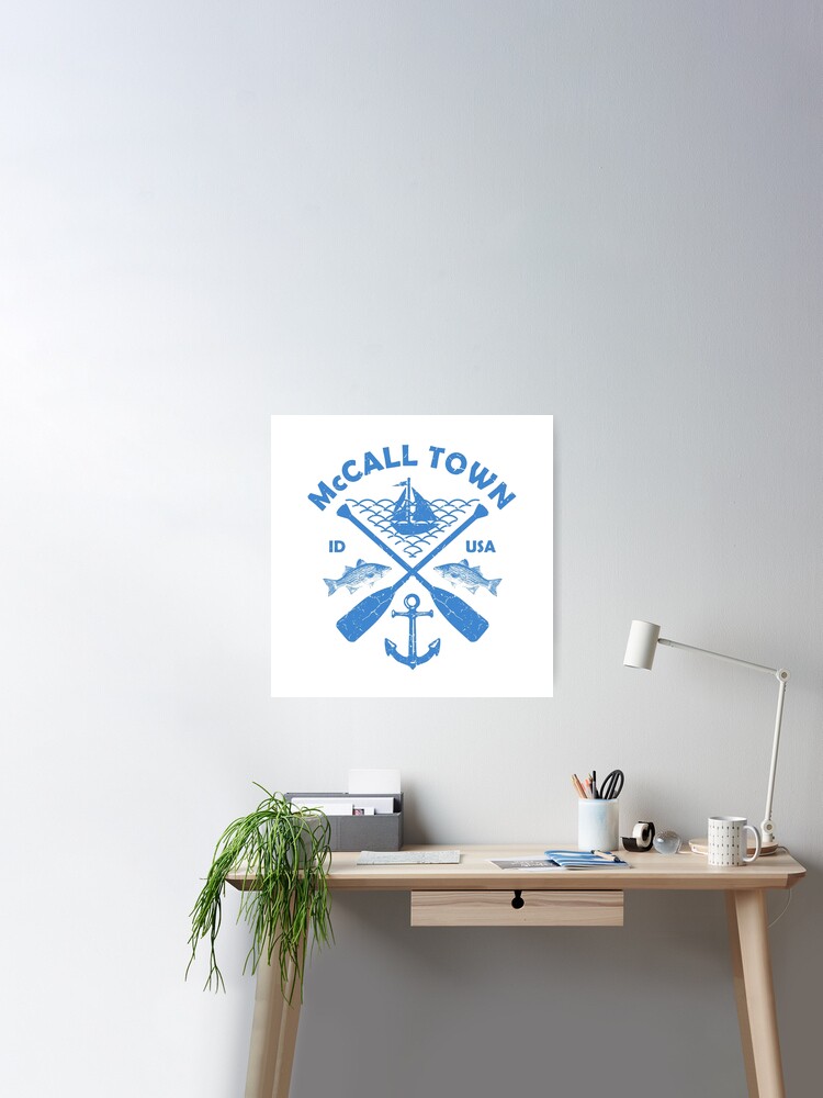 McCall Lake Town, Idaho, Fishing Boat Paddle Adventure Sticker for Sale by  JahmarsArtistry