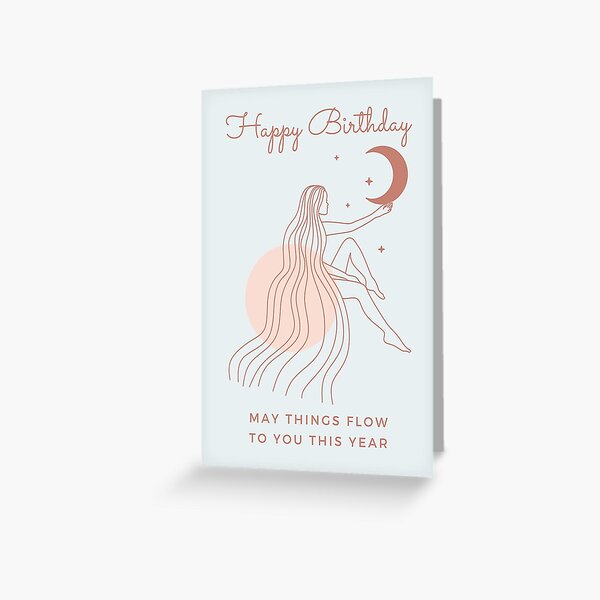 Item preview, Abstract Boho Moon Goddess Affirmation Birthday Card designed and sold by BohemiWANDERS.