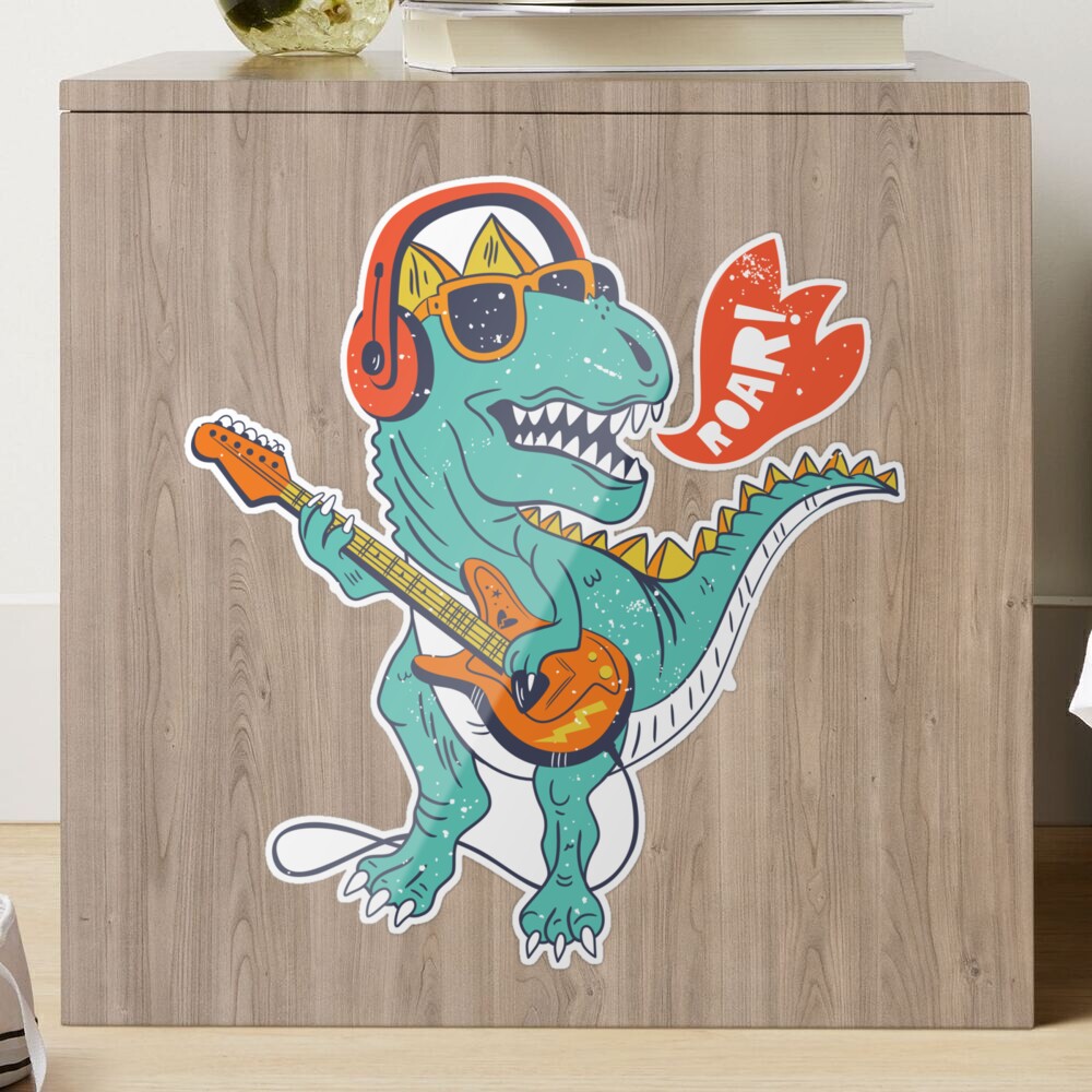 Dinosaur T-Rex Playing Guitar  Sticker for Sale by Desenio-PH